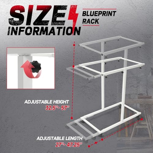 Gelacie Mobile Blueprint Holder Rack Stand for for 30"/36"/42" Clamps