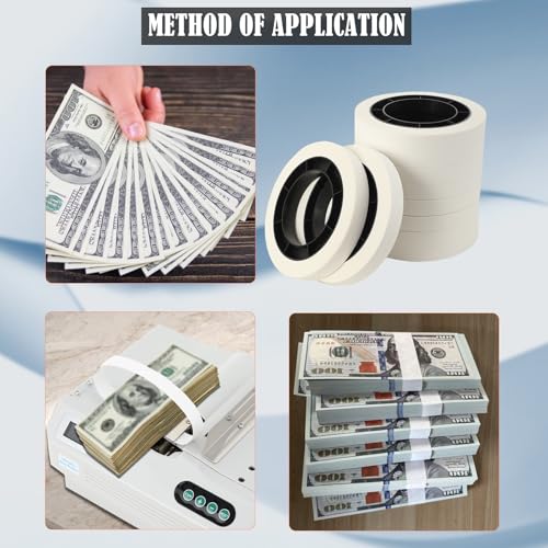 Cozyel 0.71 (1.8cm) Bundle of Money Belt for Banknote Strapping Binding Machine, Money Band Bundles Self Sealing Currency Straps for Bill Wrappers (4 Reels)