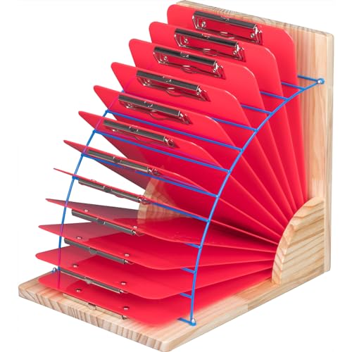 Really Good Stuff Clipboard Stand with 12 Single-Color Clipboards - 1 Stand, 12 clipboards