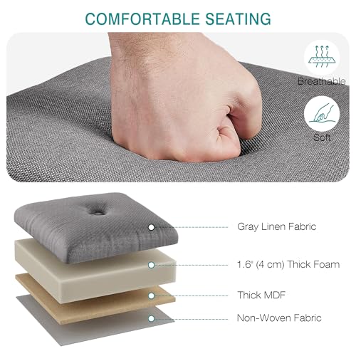 VECELO Foot Rest Under Desk at Work, Height Adjustable Rolling Foot Stool Set of 2 with Wheels, Cushioned Seat for Living Room, Bedroom, Home Office, Grey