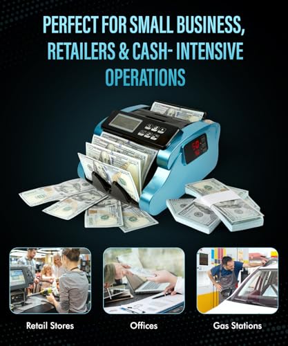 Money Counter Machine 1000 Bills/Min High-Speed Bill Counter with UV/MG/IR/DD Detection, LCD Display, Add/Batch/Value Modes – Ideal for Business, Retail, Office.