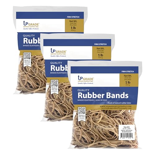 Upgrade Office Supply Rubber Bands, Size 33, 3-1/2 x 1/8 in, Natural Rubber Latex, Made in USA (3)