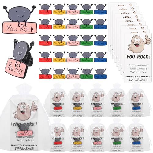SINCCO Employee Appreciation Gifts Bulk, You Rock Enamel Pins
