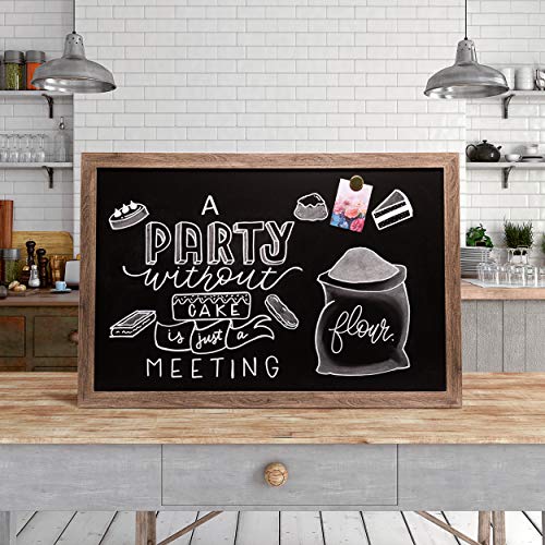 U Brands Magnetic Chalkboard, 24" x 36", Rustic Wood Frame, Premium Matte Surface