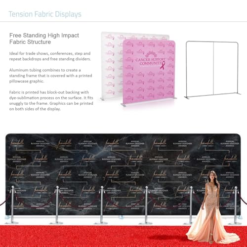 Camusow 20x8 FT Custom Tension Fabric Backdrop Banner Stand