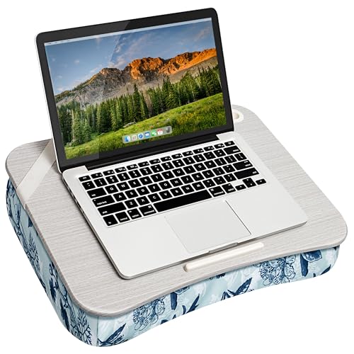 LAPGEAR Designer Lap Desk – Blue Blossoms, Fits 15.6” Laptops