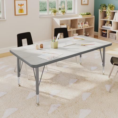Flash Furniture 48" x 24" Adjustable Activity Table, Light Gray, Short Legs