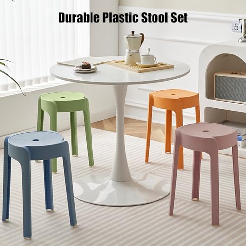 cadciehe 6 Pack Stackable Stools, Plastic Stackable Chairs & Classroom Stools, 330lb Capacity, 18" Height Nesting Stool, Flexible Seating Chairs for Home, Office, Classroom Multicolor
