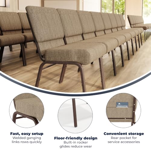 BizChair 21"W Stacking Church Chair in Beige Fabric - Copper Vein Frame
