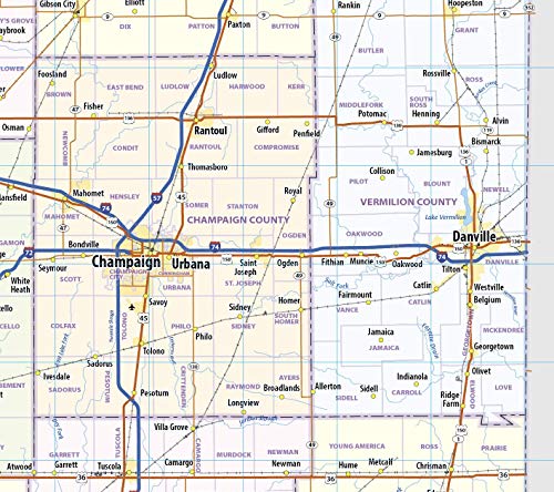 Illinois Laminated Wall Map (36” Wide x 58” high)