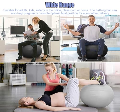 Yoga Ball Chair Birthing Ball Chair for Pregnancy, Yoga Ball Seat for Back Pain Relief, Exercise Ball Chair with Base, Balance Ball Chair for Office Home ( Color : Green , Size : Diameter 65cm ( 25 5/