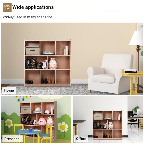 EcoSummer 8 Compartment Storage Cubby, Mobile Storage Cabinet for Classrooms, Classroom Cubbies, Daycare Toy Shelves with 4 Casters, 2 Storage Boxes for Home, School, Kindergarte