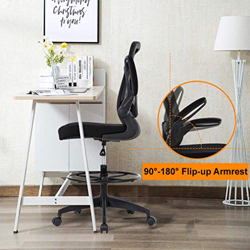 BestOffice | Tall Drafting Chair | Black | Ergonomic Office Chair