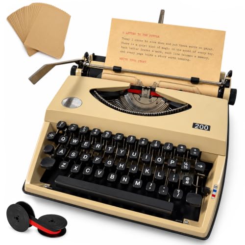 Manual Typewriter with Ribbon, Mechanical Retro Portable Typing Machine, Classic Vintage Decor for Home & Office, Classic Old-Fashioned Typewriter for Writers, Notes, Letters&Creative Writing Projects