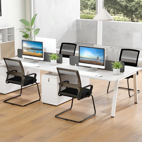 Tangkula Set of 2 Office Guest Chairs, Reception Chairs Conference Room Chairs with Adjustable Lumbar Support & Sled Base, Modern Mid Back Mesh Desk Chair no Wheels
