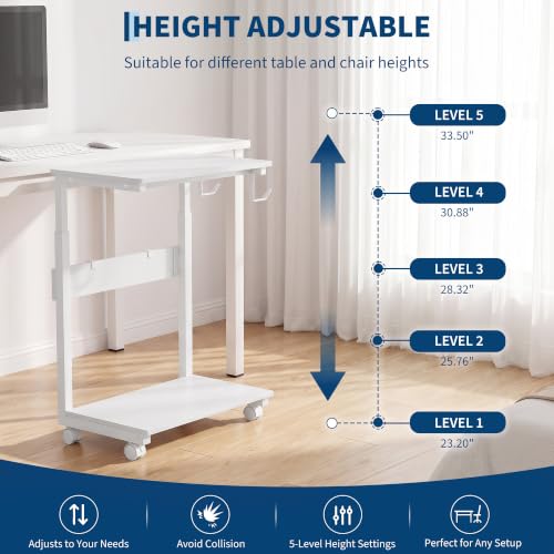 Garvee Computer Tower Stand with 4 Locking Wheels, White