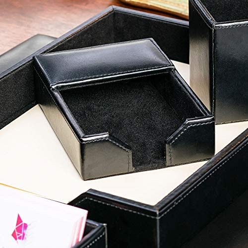 Dacasso Black Bonded Leather Memo Holder, 4-Inch by 6-Inch (A1409)