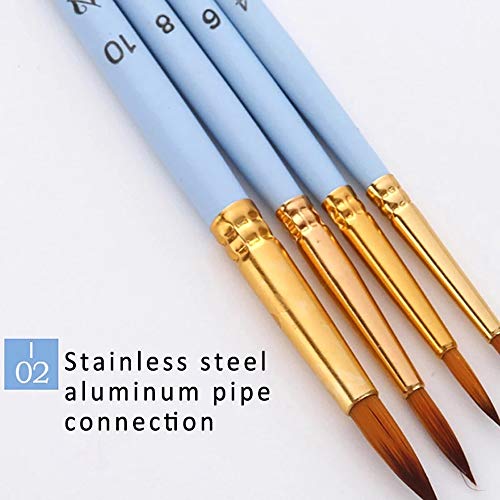 HBJWOV 4Pcs/Set Drawing Art Supplies Watercolor Paint Pen Artist Paint Brush Nylon Hair Wooden Handle Matte Oil Painting Brushes(Black)