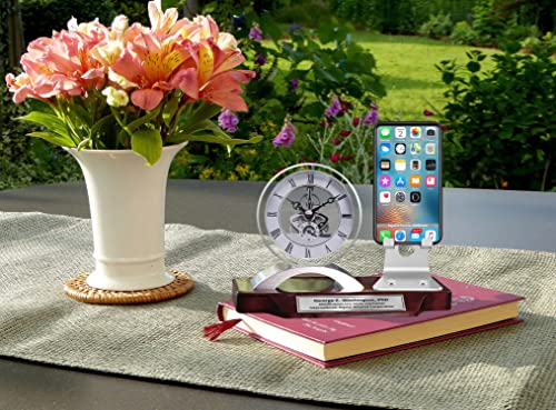 Engrave Desk Clock Name Plate Cell Phone Holder Stand Graduation Gift