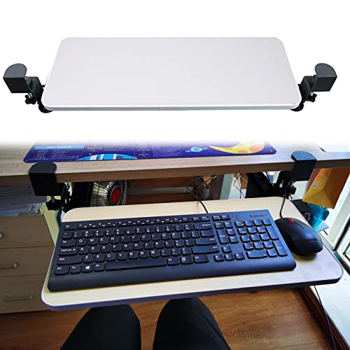 Keyboard Tray Under Desk Keyboard Tray Under Desk White Black Teak Walnut - 52/65/75Cm Sliding Keyboard Shelf - Height Adjustable - Pull-Out Keyboard Platforms Keyboard Drawer.White-65*25Cm(26*10Inch