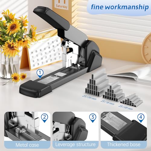 Heavy Duty Stapler, 240-Sheet Capacity, Anti-Jam, with 3000 Staples, Black