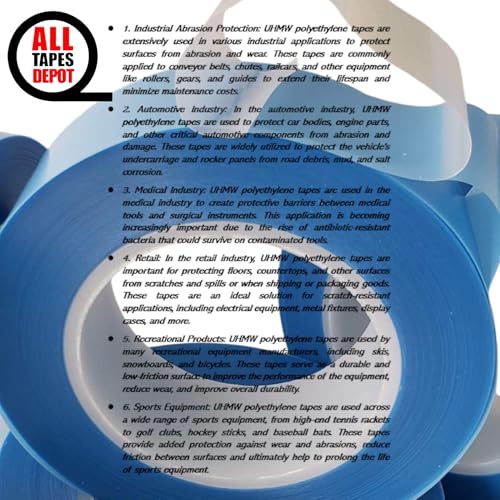 UHMW-20A Polyethylene Transparent Tape, Aggressive Adhesive 1" X 18YD Pack of 1 ROLL, Clear