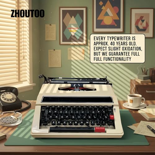 ZHOUTOO Vintage Mechanical English Typewriter with Original Carrying Case - Smooth Keys for Easy Typing - Manual Typewriter Ideal for Writers, Collectors, and Office Use