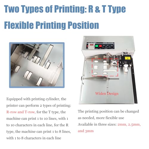 Yokoma Widen MY-380F Solid-Ink Coding Machine MY-380F Continuous Coding Machine Stainless Steel Flat Surface Ink Printer, 110V Silver Color
