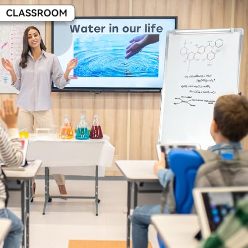 Tripod Writing Board with Paper Clamp & Pen Storage Rack, Adjustable Height Magnetic Whiteboard, Non-Slip Rubber Feet, Foldable Design for Office, School & Home Use
