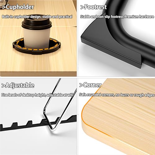 RJYYYDS Adjustable Laptop Desk with Drawer Storage, Foldable Legs, Cup Holder, and Tilted Surface, Portable Lap Desk for Bed, Couch, Home Office, Breakfast Tray,J-