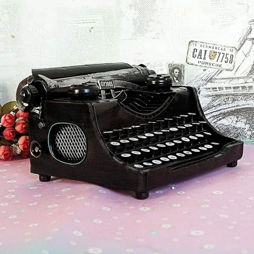 Vintage Typewriter Model, Black Manual Typewriter Keyboard Iron Art Typewriter,Home Decoration Ornaments Handcrafted Iron Decor for Birthday Christmas Festival Gifts Photography Props