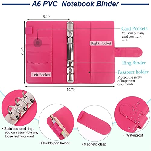 ONMYJFD A6 Binder Budget Cash Envelopes Organizer System,12 Expense Budget Sheets, 8 Zipper Binder Pockets, for Saving Money Planner(Gray)