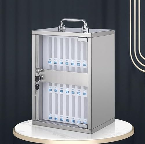 Wcxixo Slots Phone Locker Phone Storage Cabinet Pocket Chart Lock Box with Key Wall Mounted Aluminum Alloy Mobile Phone Lockbox with Handle for Classroom Office Exam(12 Slots)