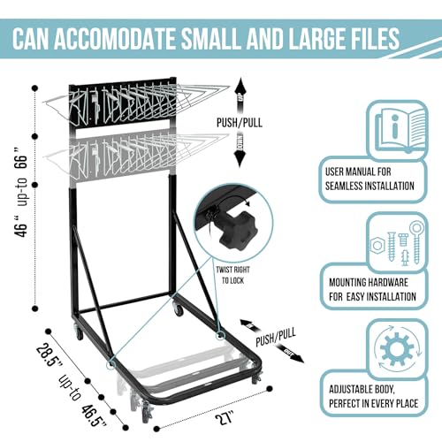 Adir Mobile Blueprint Holder – Construction Plan Rack, Map Organizer, Blueprint Rack, and Poster Display Rack for Jobsite and Office (Without Blueprint Clamps)