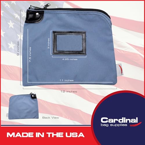 Cardinal bag supplies Locking Canvas Cash Bag, Gray Blue, 9 x 12 Inch