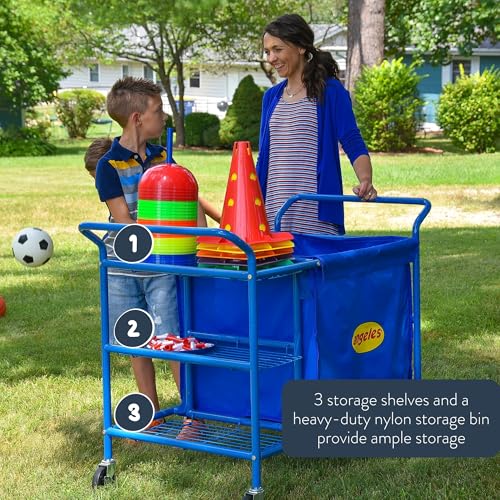 Angeles Mobile Ball Storage Cart, Sports Equipment Organizer for Preschools and Elementary Schools, Ball Cart with Wheels
