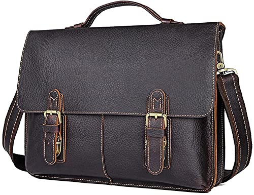 XIXIDIAN Men's Leather Messenger Bag, 15.6 Inches Laptop Briefcase Business Satchel Computer Handbag Shoulder Bag for Men (Size:38x12x30cm) (Color : Brown)
