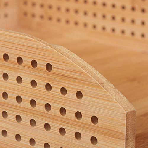 Bamboo Letter Tray, Set of 5, Perforated, Stackable, A4, Office Storage, Study, 7 x 25 x 13 cm, Natural