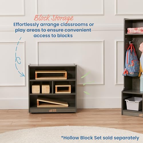 ECR4Kids Mobile Building Block Storage Cabinet, Small, Classroom Furniture, Grey Wash