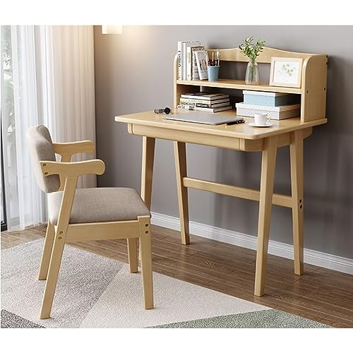 JITEM Computer Desk W/Bookshelf Wooden Home Office Writing Desk Modern Makeup Vanity Desk Workstation Laptop Table for Bedroom