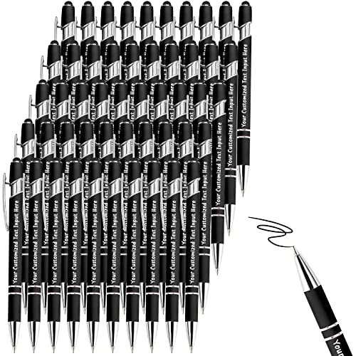 Betenshtresk Up to 150 Pcs Personalized Ballpoint Pen Custom Pens Free Engraved Bulk with Name Logo Soft Black Ink Stylus with Touch Metal Office Gift for Anniversaries Graduations Birthdays