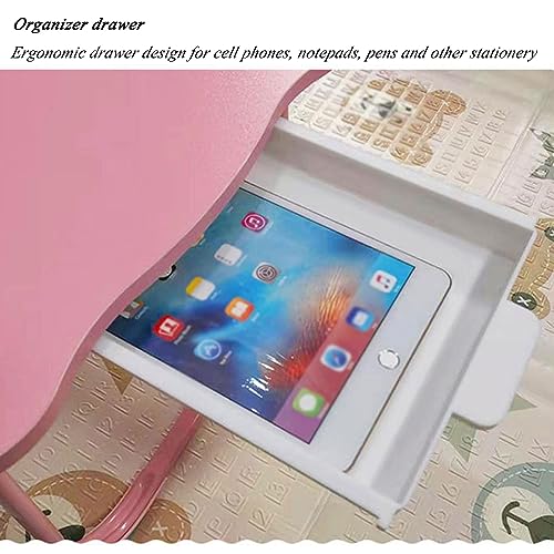 ZIHAOFC Laptop Bed Desk, Portable Foldable Laptop Bed Table with Storage Drawer and Cup Holder, Foldable Lap Trays for Eating, Writing, Reading and Working, Pink