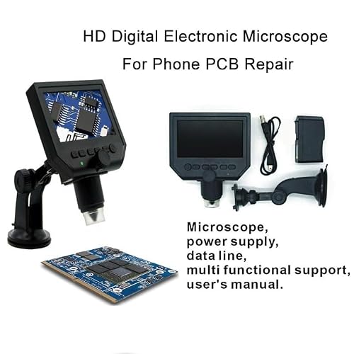 Microscope Accessories Kit G600 600x 4.3 inch Digital Electronic Microscope for Phone PCB Repair 8 LED LCD Magnifying Motherboard Parts Microscope Slides