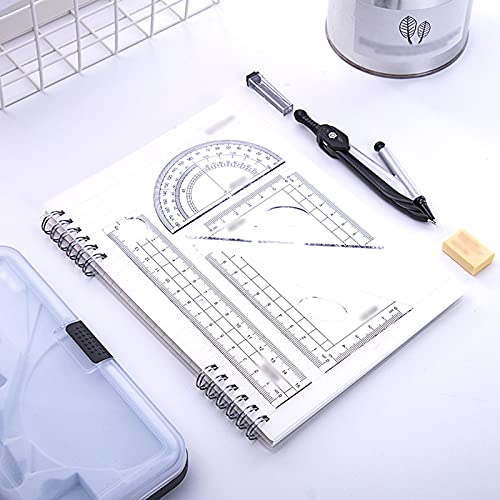 Muteiki Math Geometry Kit Combination Plotter Set,7Pc Geometry Set Metals Geometry Precision Tool for Student with Storage Box