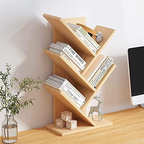 UINGBPXT Bookcase Small Desktop Bookshelf 5-Tier Tree Bookcase in Bedroom Home Office Corner Desktop Organizer for Desk Display Shelf Rack High Capacity, 30*15*59cm