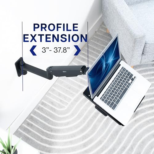 VIVO Black Pneumatic Arm 14 x 12 in Laptop Tray Wall Mount, MOUNT-KB35L