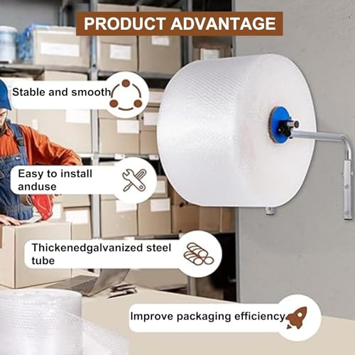 Vertical Bubble wrap roll Holder, Silver Wall-Mounted Bubble Wrap Dispenser, Width 30-150cm(Width 120cm)