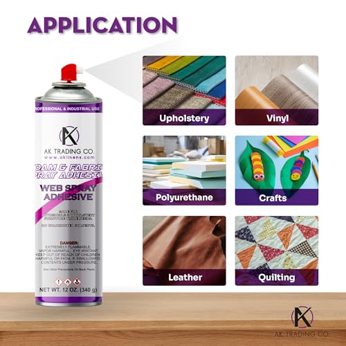 AK Trading Professional Quality General Multipurpose Spray Adhesive, 12-Ounce for Acoustic Panels & Craft Upholstery Foam Adhesive & Fabric Glue - 12 Pack