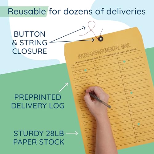 Blue Summit Supplies 25 12" x 16" Interoffice Envelopes, String & Button