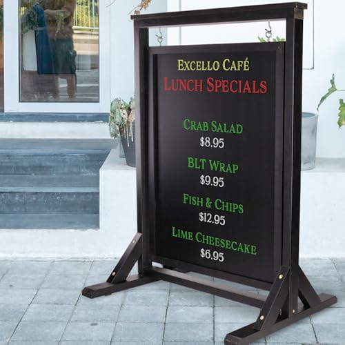 Black Handcrafted Chalkboard Sign: Uniquely Designed Wooden Sidewalk Sign Message Board with Double Sided Display. Alternative to A-Frame & Sandwich Board Signs. Use Chalk or Liquid Chalk Markers.